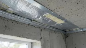 Obróbka okna dachowego w stropie betonowym