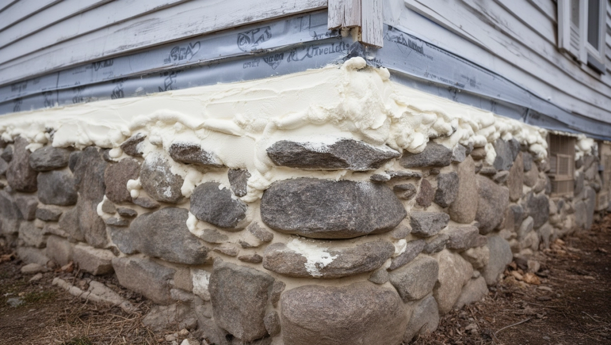 Fundament z kamienia polnego ocieplenie