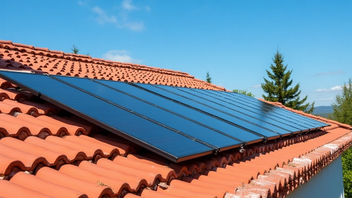 instalacja fotowoltaiczna na dachu pokrytym dachówką ceramiczną