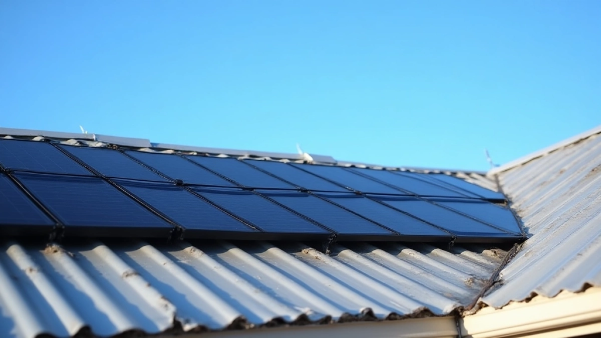 instalacja paneli fotowoltaicznych na dachu pokrytym blachodachówką