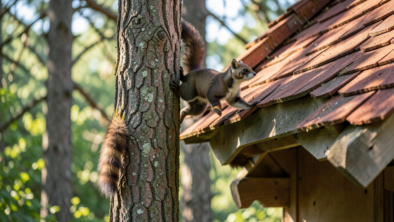 Jak kuna wchodzi przez drzewa i gałęzie