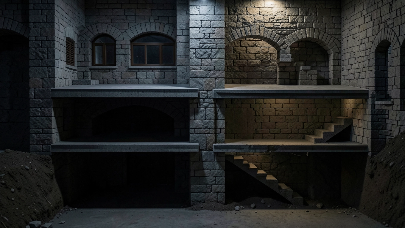 Kondygnacje podziemne: piwnice i sutereny