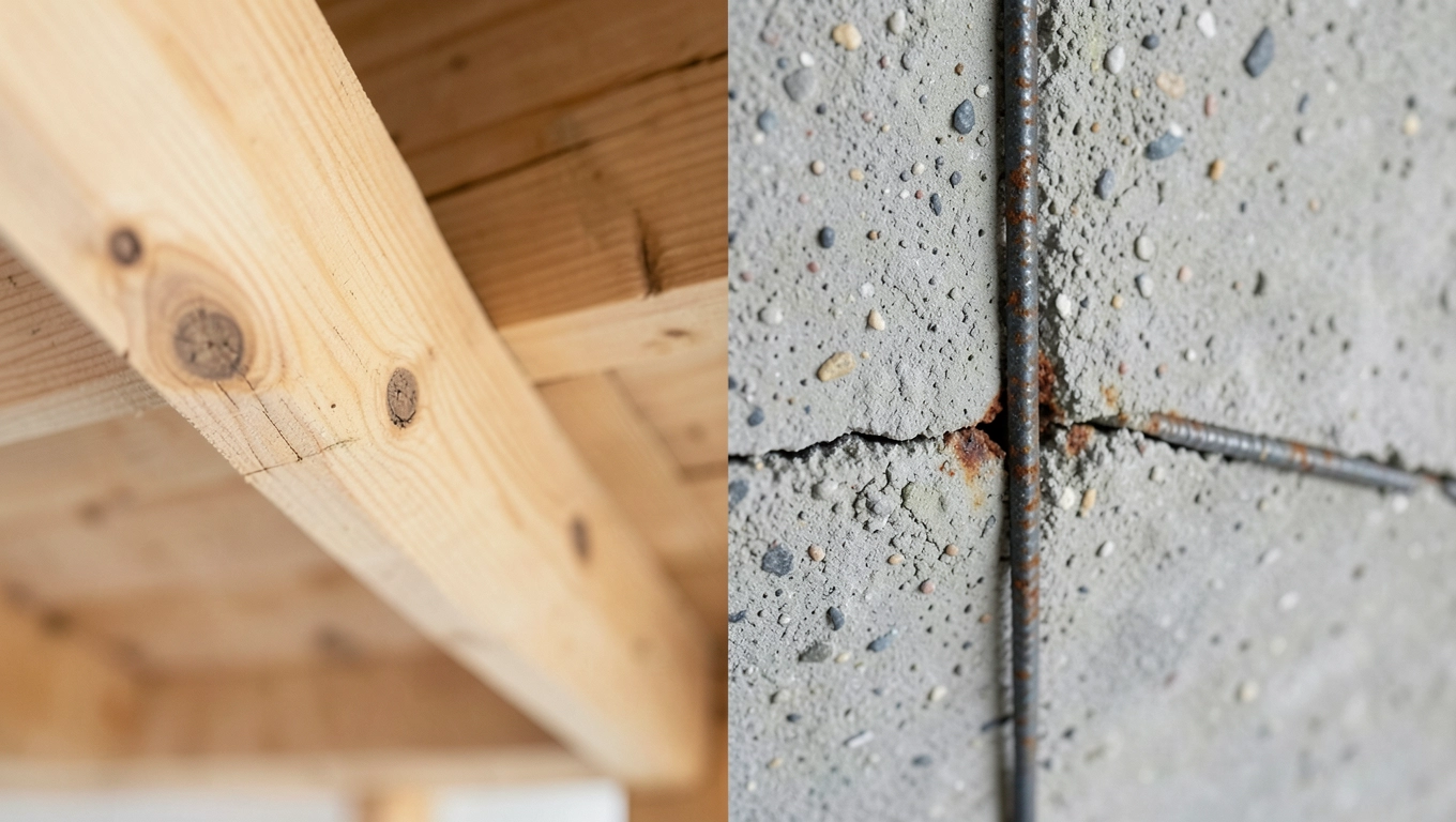 Materiały stropu drewnianego vs betonowego