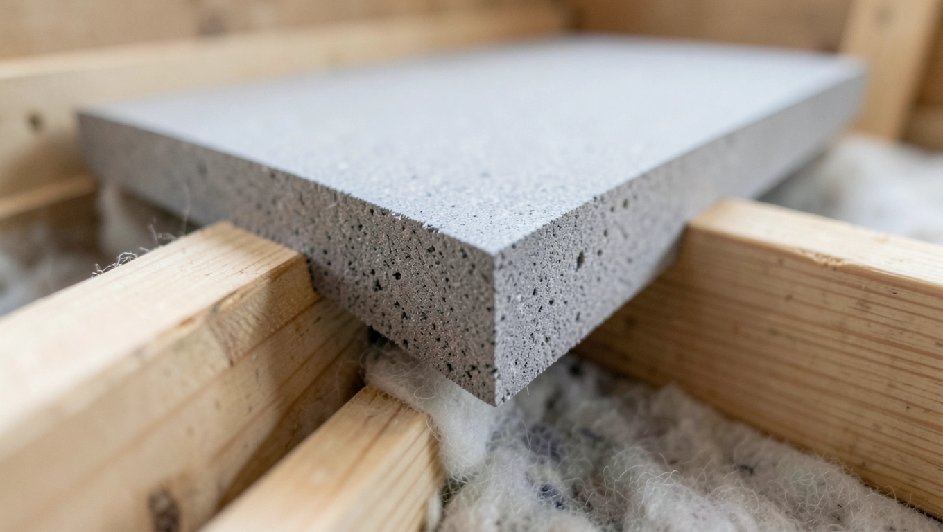 Montaż styropianu między legarami