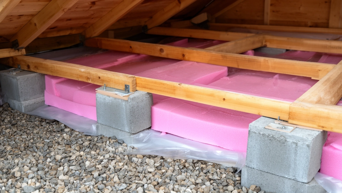 Ocieplenie podłogi w domku na bloczkach