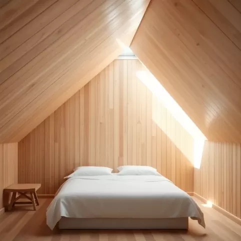 Lamele w sypialni na poddaszu