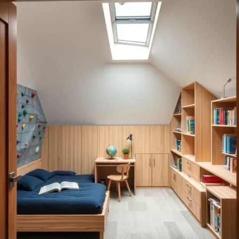 Pokój dla chłopca na poddaszu aranżacje