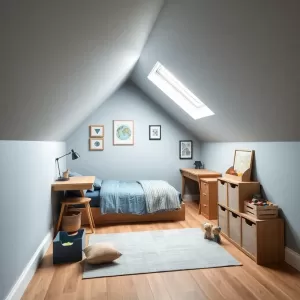 Pokój dziecięcy na poddaszu dla chłopca