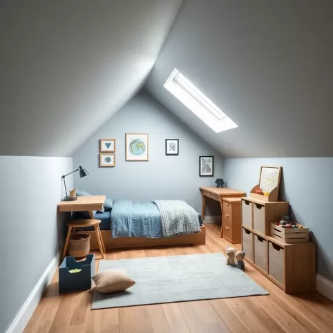 Pokój dziecięcy na poddaszu dla chłopca