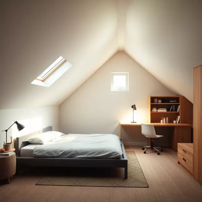 Pokój młodzieżowy dla chłopca na poddaszu