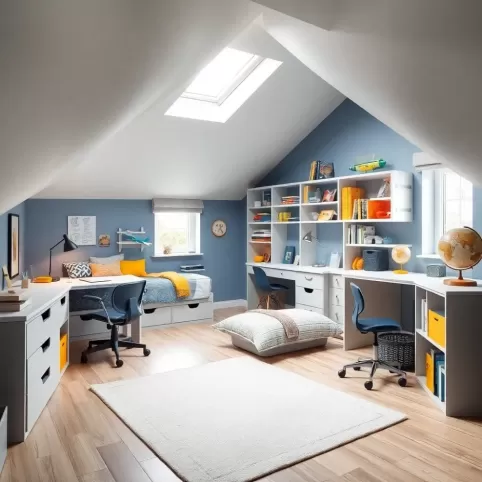 Pokój na poddaszu dla chłopca 10 lat