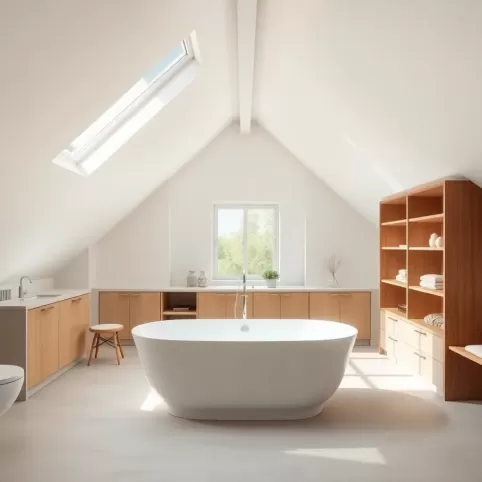 Projekty łazienki na poddaszu z wanną