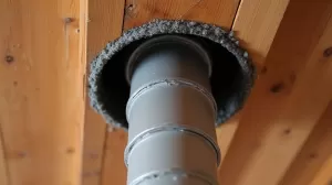 Przejście komina przez strop drewniany