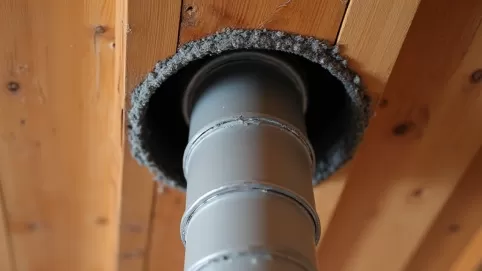 Przejście komina przez strop drewniany