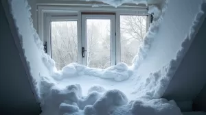 śnieg na oknach dachowych