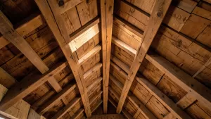 Sufit na poddaszu z drewna