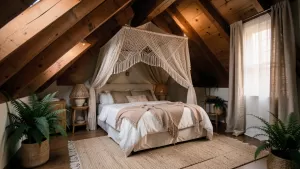 Sypialnia w stylu boho na poddaszu