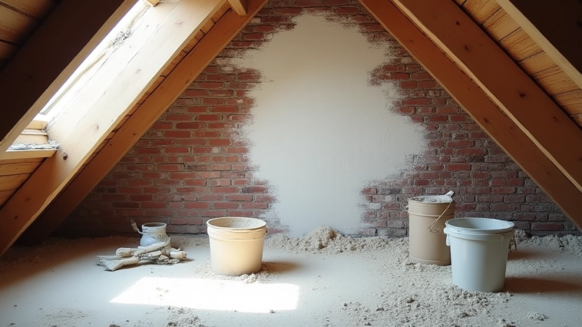 Tynkowanie komina na strychu