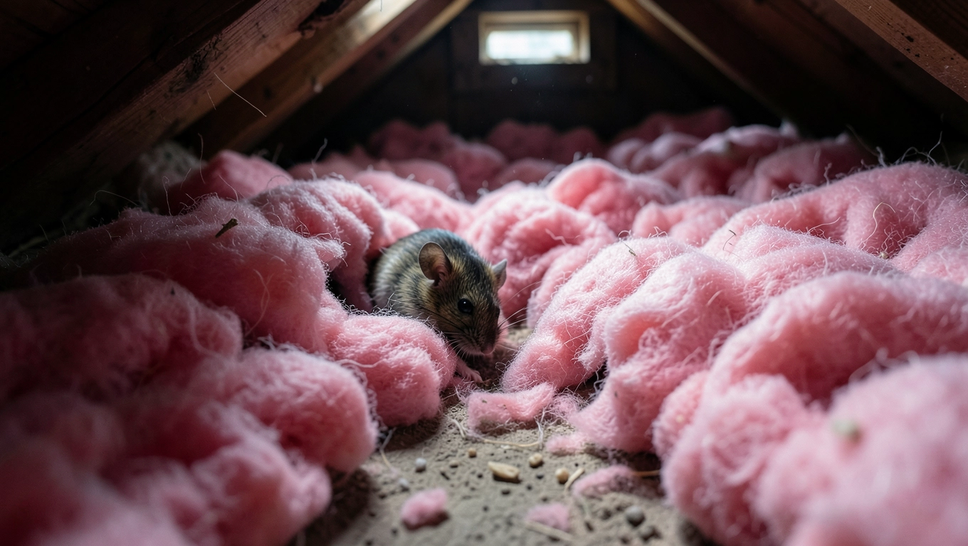 Wciskając się w izolację strychu